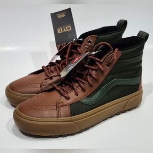 Vans Men's Sk8-Hi MTE-1 All Weather Boots Green Gum Brown Leather Size 8 US NWB